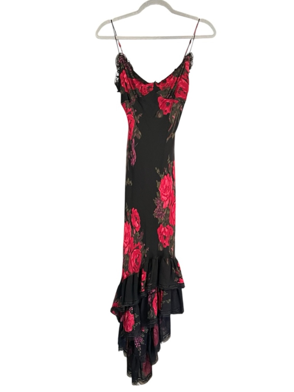 Vintage Betsey Johnson New York Silk Sheer Mesh & Lace Floral Mermaid Slip Dress - Picture 3 of 12